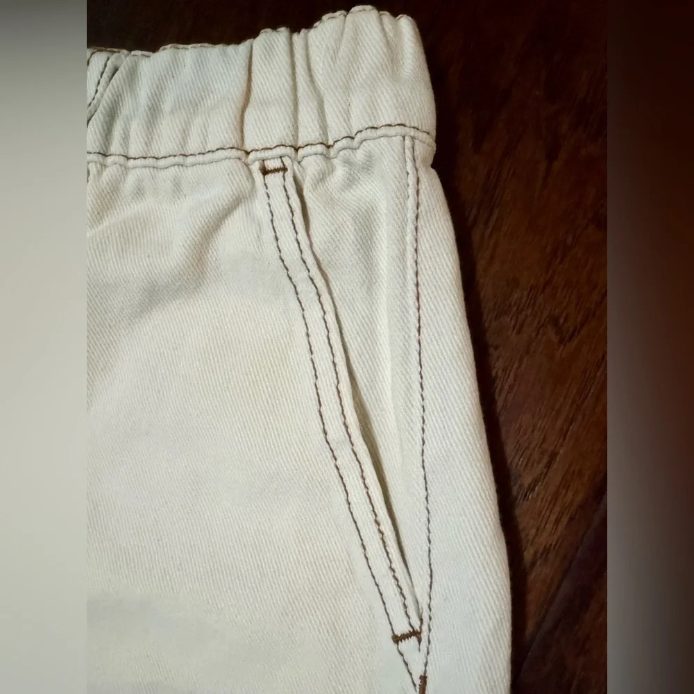 PACSUN Cream Denim Trendy Shorts Brown Stitching Size Medium 100% Cotton